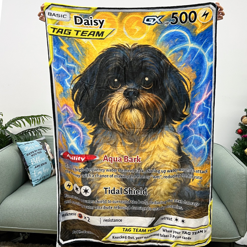 Custom Anime Pet Pokecard Blanket, TCG V/Vmax/VSTAR/EX/GX/TRAINER Blanket