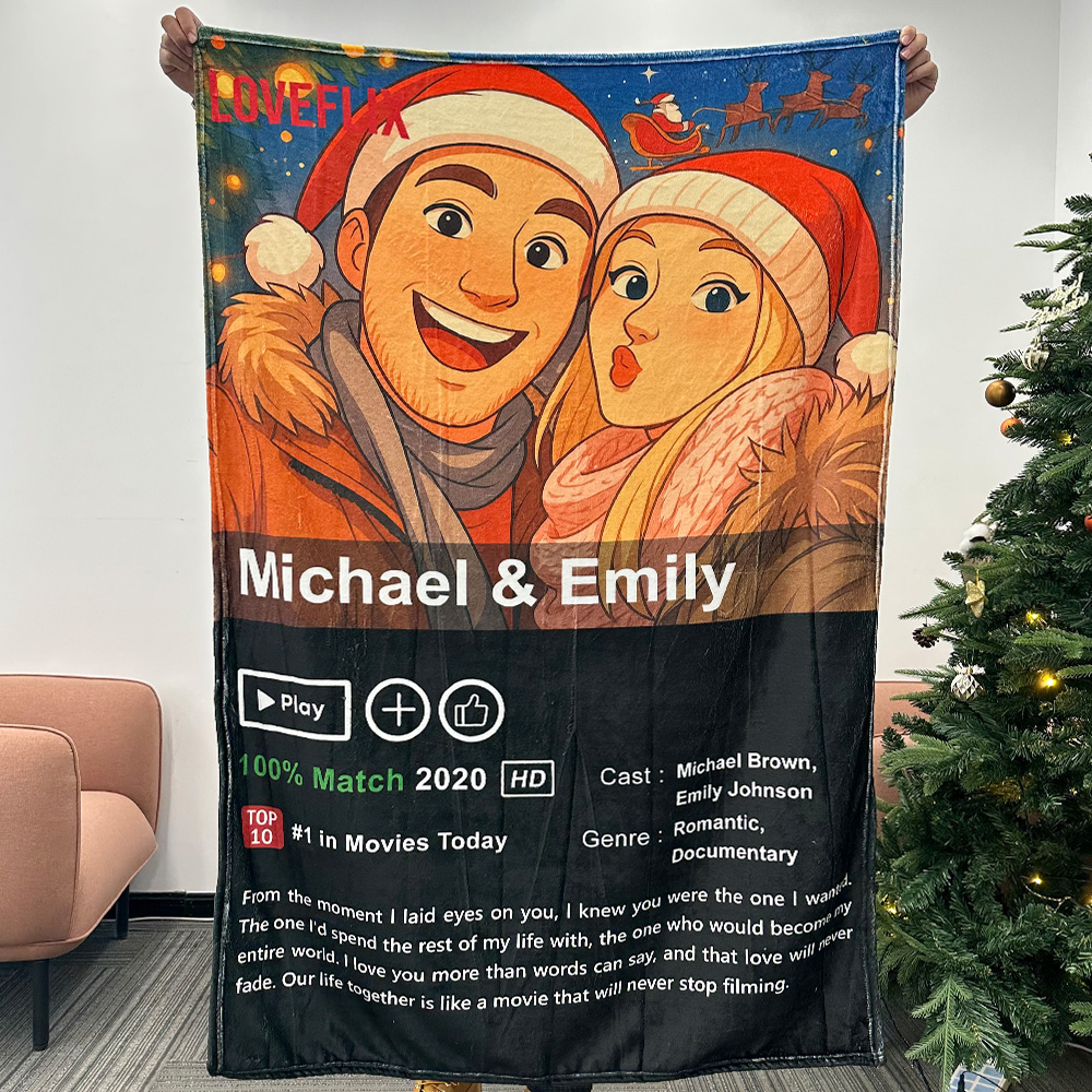 50%OFF⭐️Custom Anime LOVEFLIX Movie Photo Blanket with Your Love Story