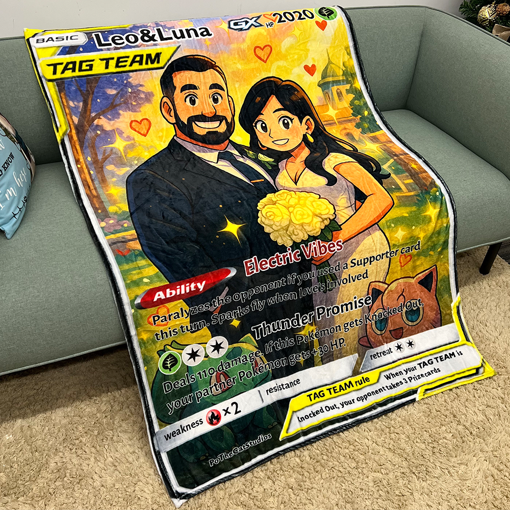 Custom Anime Couples Blanket, TCG V/Vmax/VSTAR/EX/GX/TRAINER Card Blanket