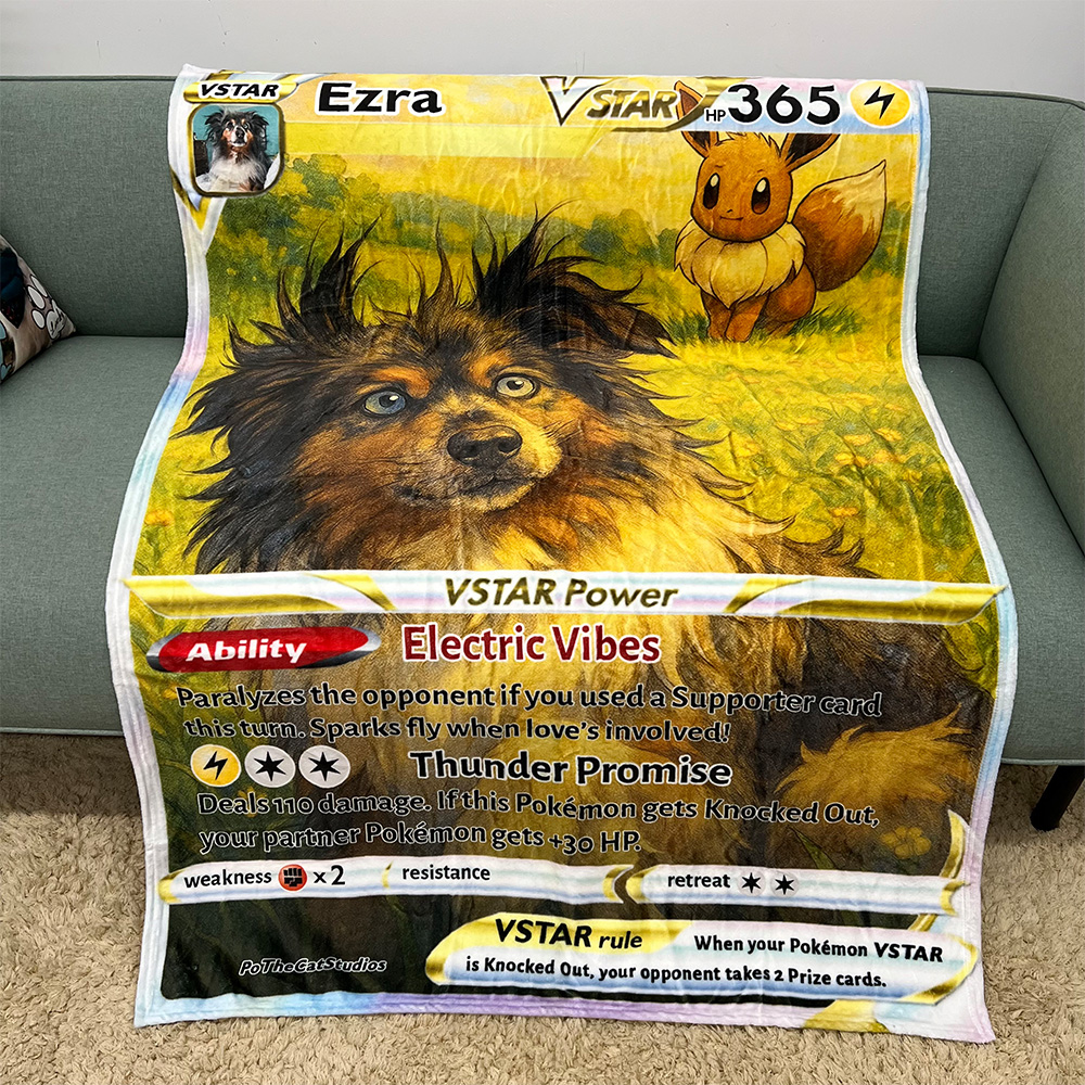 Custom Anime Pet Pokecard Blanket, TCG V/Vmax/VSTAR/EX/GX/TRAINER Blanket