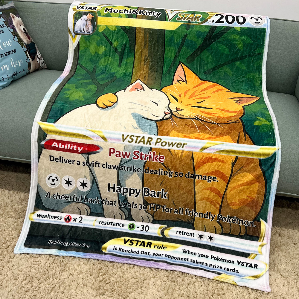 Custom Anime Pet Pokecard Blanket, TCG V/Vmax/VSTAR/EX/GX/TRAINER Blanket
