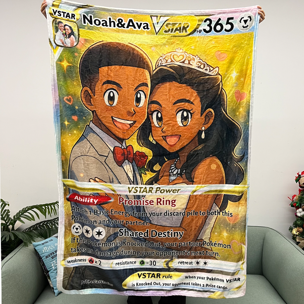 Custom Anime Couples Blanket, TCG V/Vmax/VSTAR/EX/GX/TRAINER Card Blanket