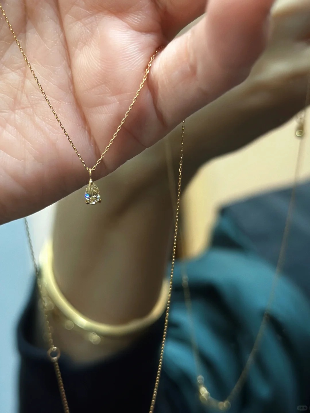 Lab Diamond Charm Round Oval Heart  Emerald Cut Dainty Pendant Necklace 14K Solid Gold