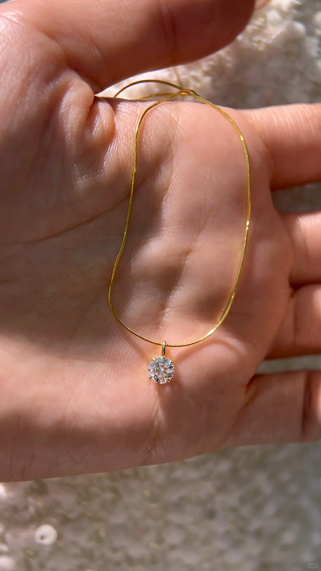 Lab Diamond Charm Round Oval Heart  Emerald Cut Dainty Pendant Necklace 14K Solid Gold