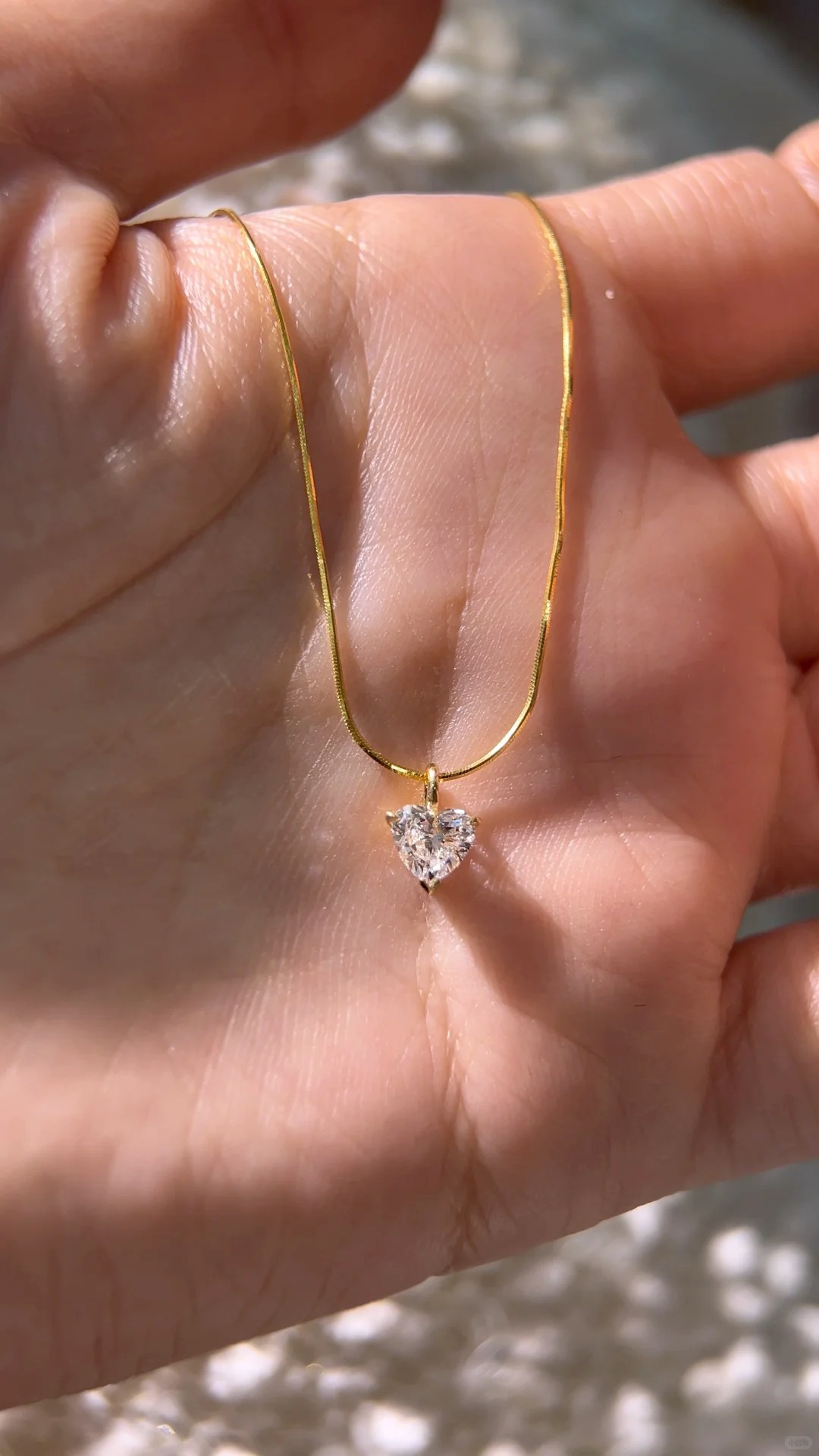 Lab Diamond Charm Round Oval Heart  Emerald Cut Dainty Pendant Necklace 14K Solid Gold