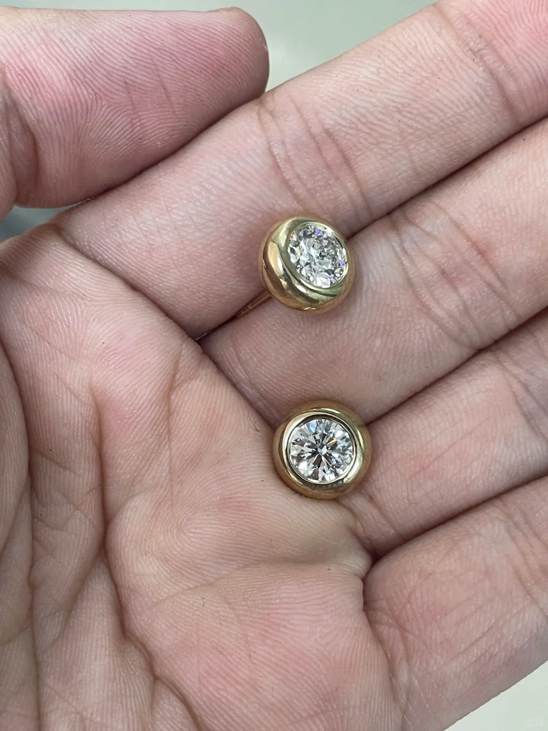 2ct Lab Grown Round Cut Diamond Bubble Earrings 1ct each 