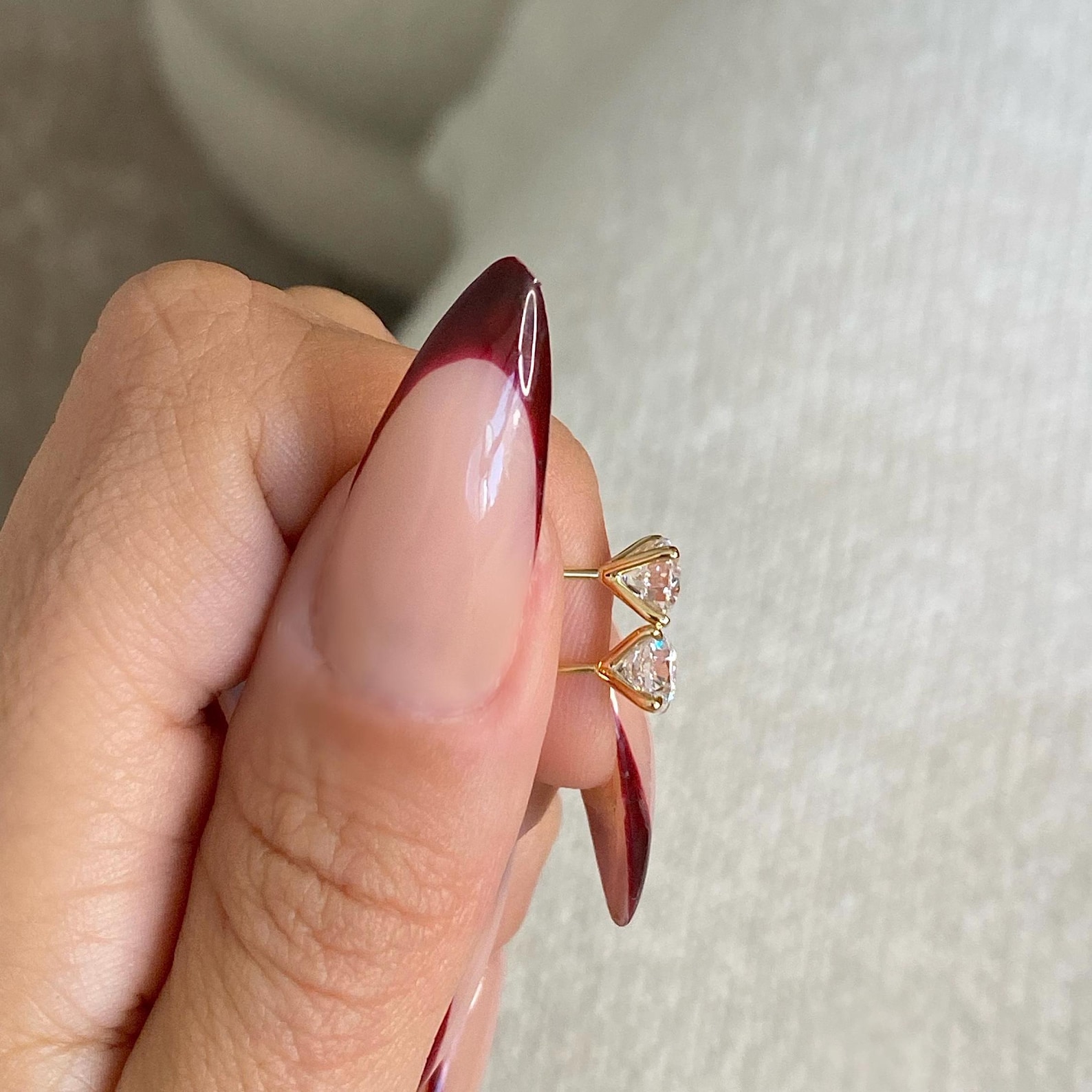 1.00 Carat Lab Grown Round Cut Diamond Stud Earrings 0.50ct each 