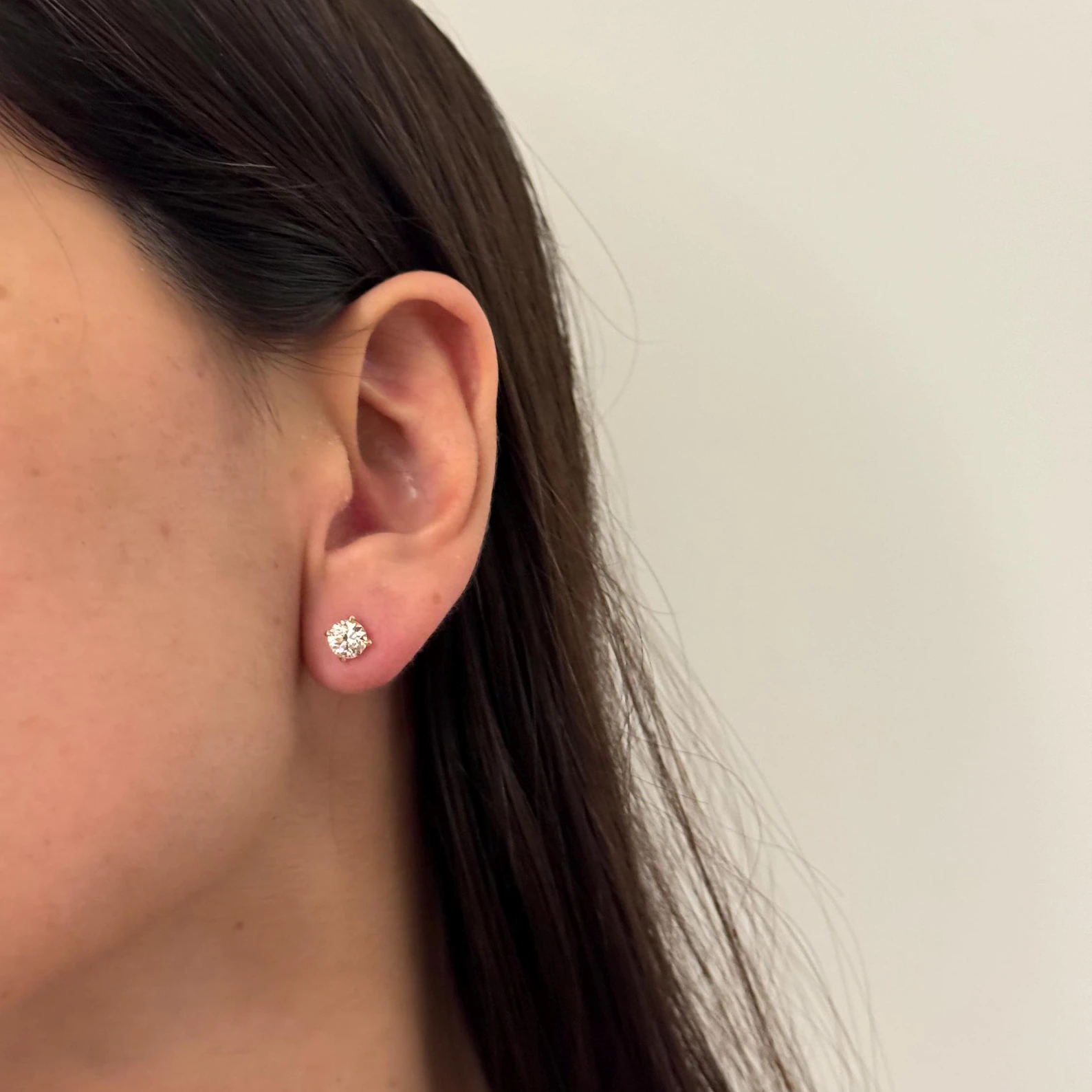 1.00 Carat Lab Grown Round Cut Diamond Stud Earrings 0.50ct each 