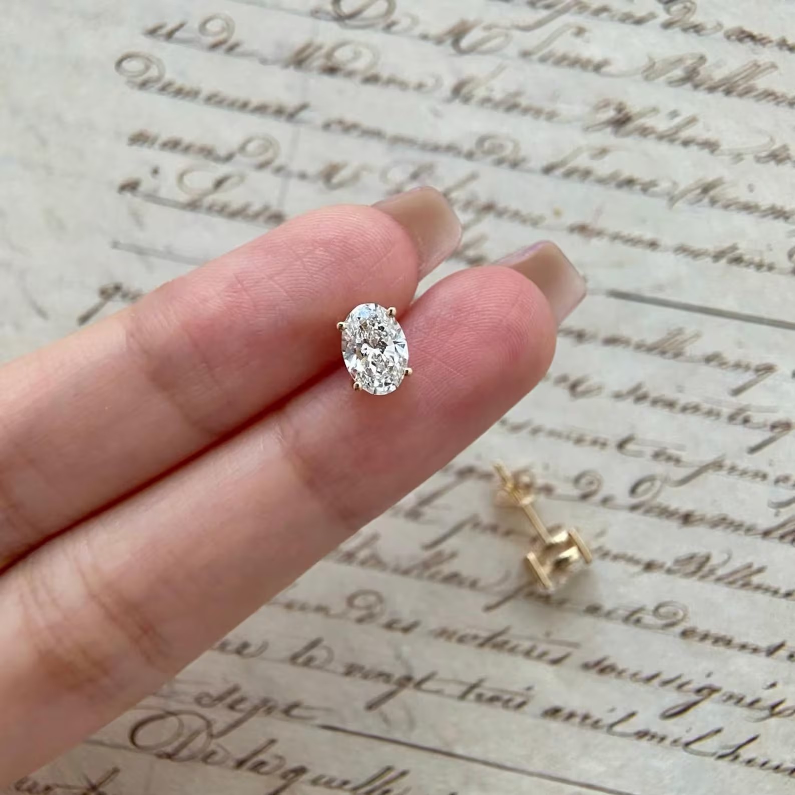 Oval Lab Diamond Stud Earrings, 14k/18k Solid Gold, 0.5 to 2 Carat