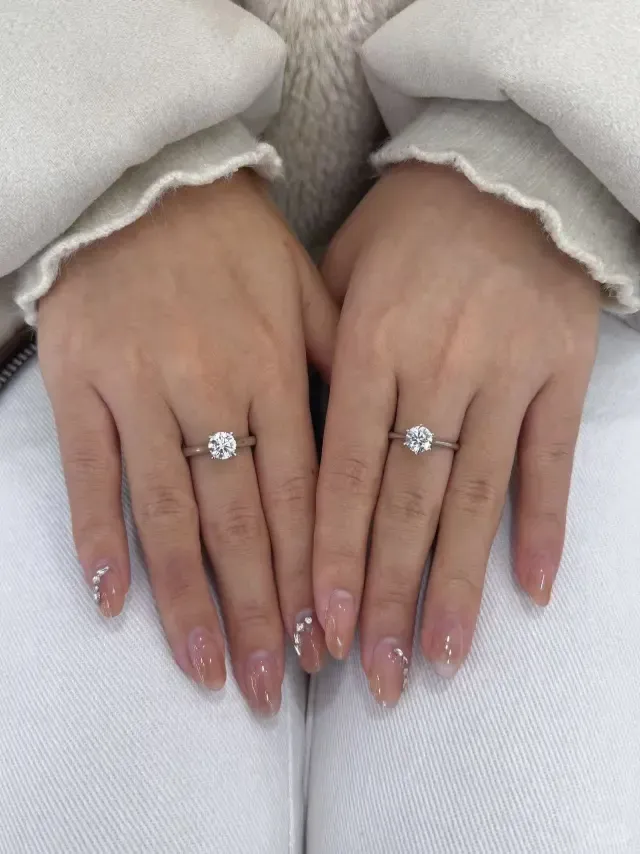 Hidden Halo Diamond Ring in 14K White Gold