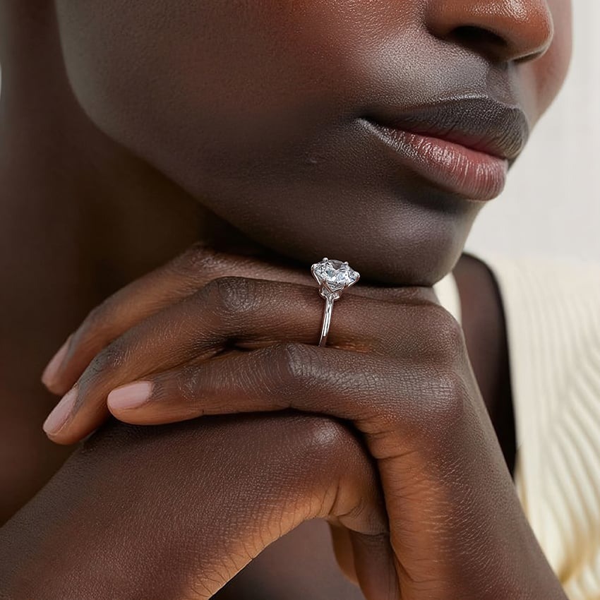 Hidden Halo Diamond Ring in 18K White Gold