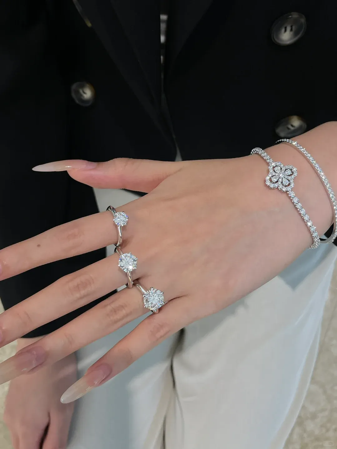 Hidden Halo Diamond Ring in 14K White Gold