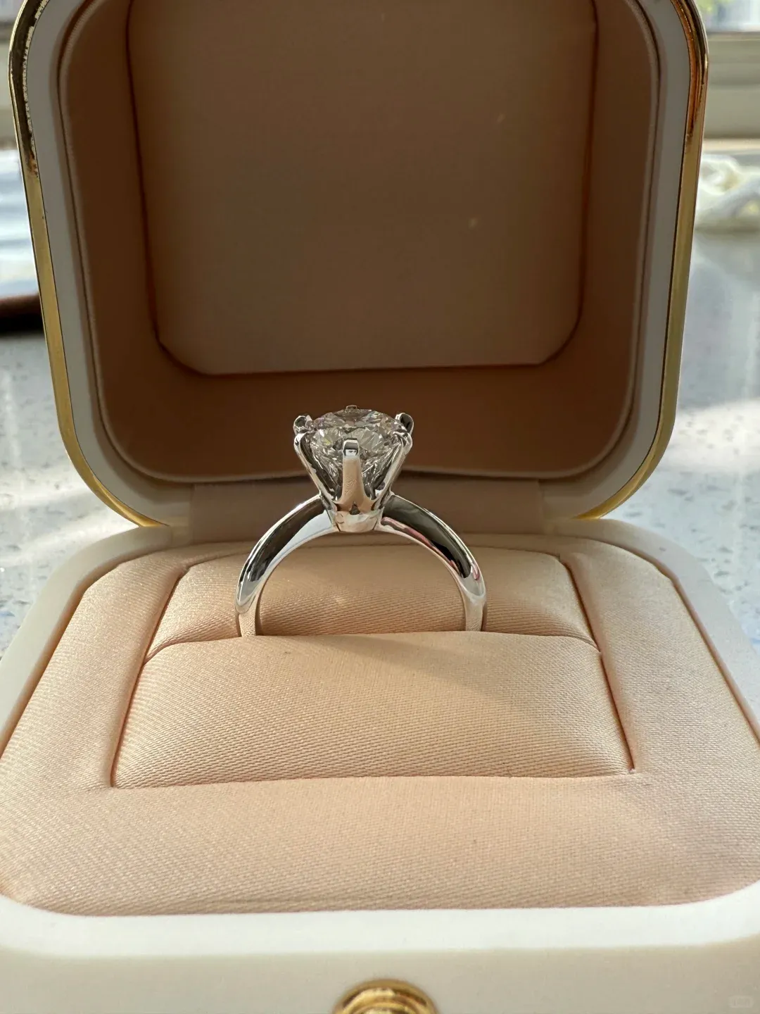 Hidden Halo Diamond Ring in 14K White Gold