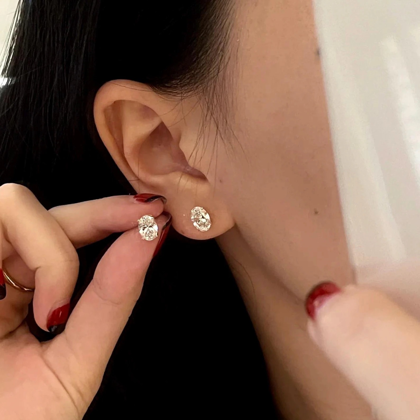 Oval Lab Diamond Stud Earrings, 14k/18k Solid Gold, 0.5 to 2 Carat