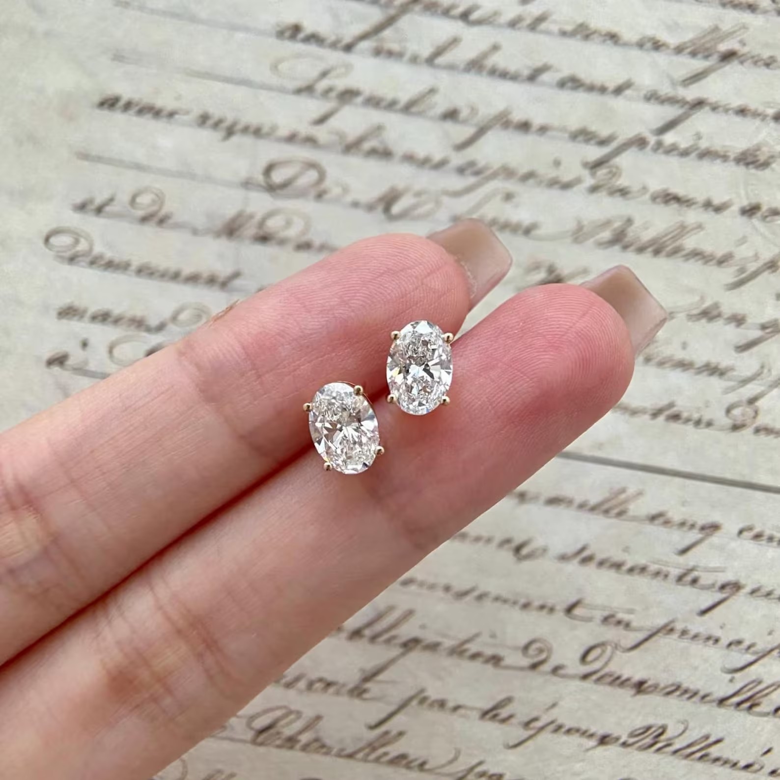 Oval Lab Diamond Stud Earrings, 14k/18k Solid Gold, 0.5 to 2 Carat