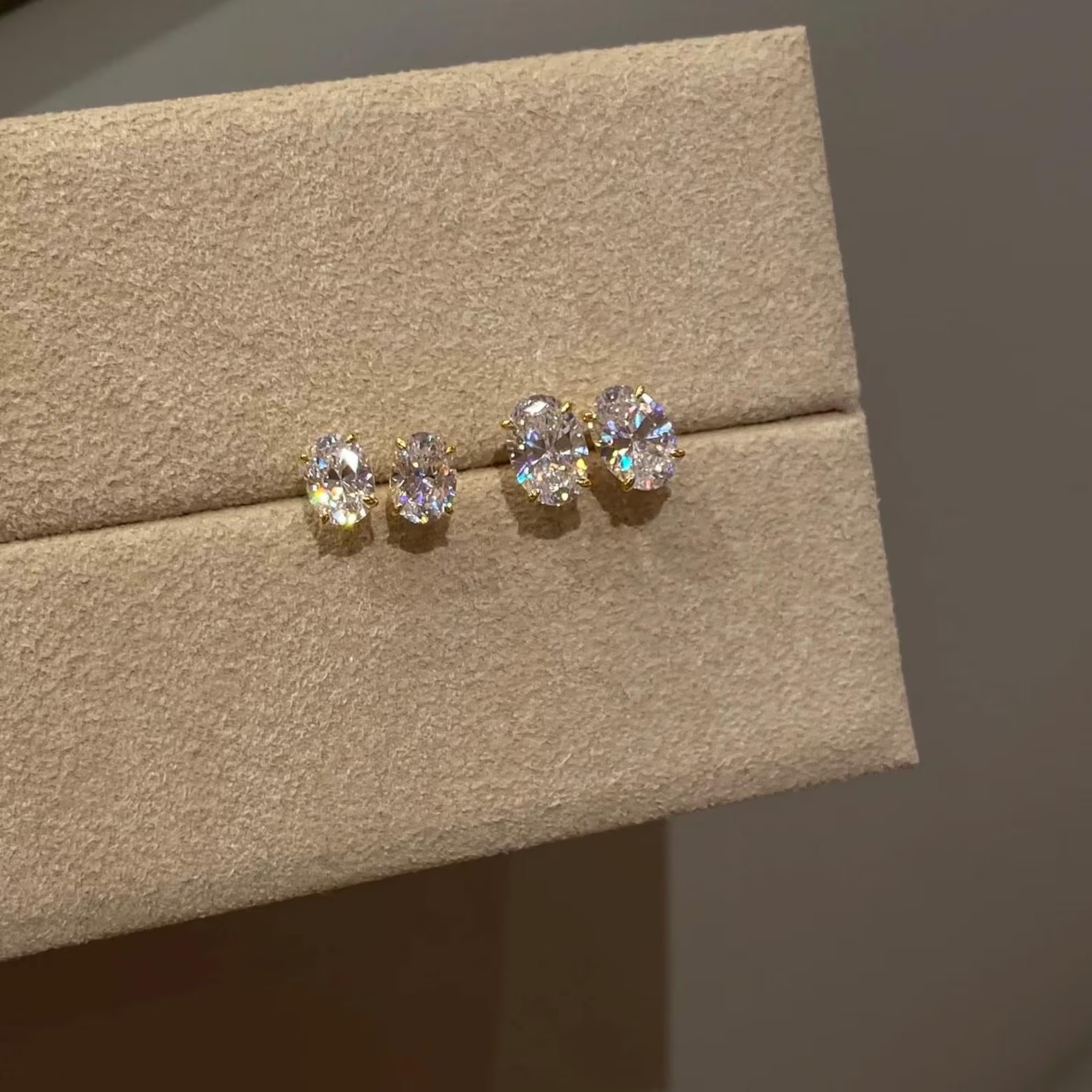 Oval Lab Diamond Stud Earrings, 14k/18k Solid Gold, 0.5 to 2 Carat