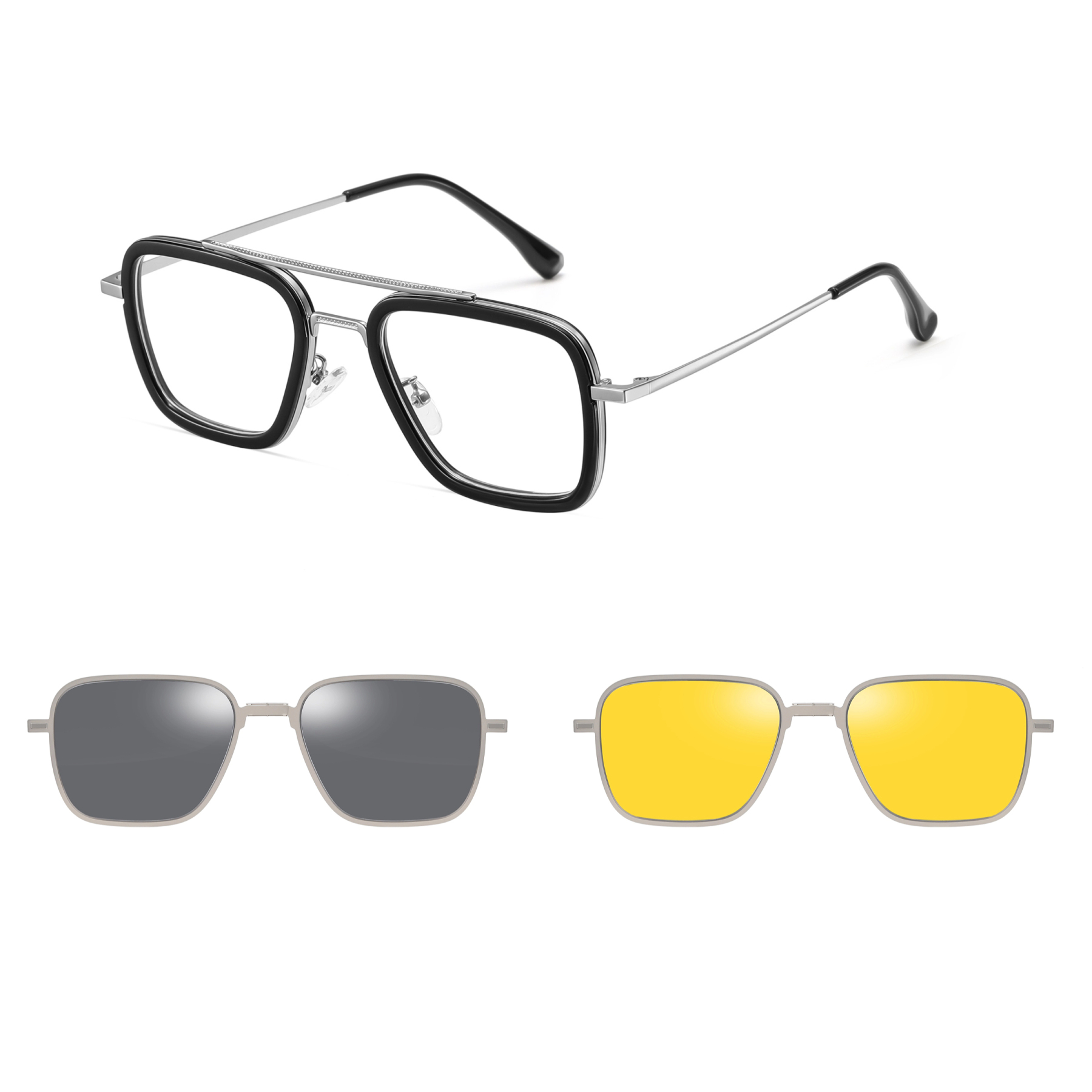 Algernon-Aviator fullrim polarized magnetic prescription glasses include night vision lenses-ApexSpecs