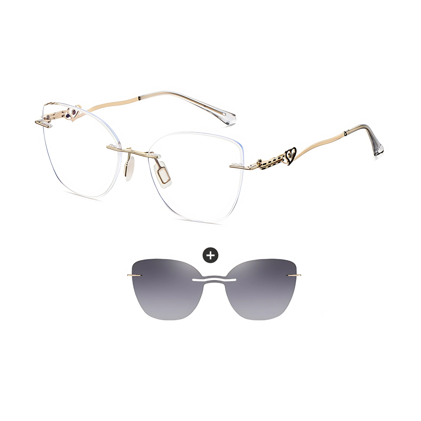 Kat-Women's rimless magnetic polarizing set is available with prescription lens-7207