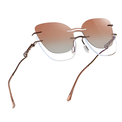 Kat-Women's rimless magnetic polarizing set is available with prescription lens-7207