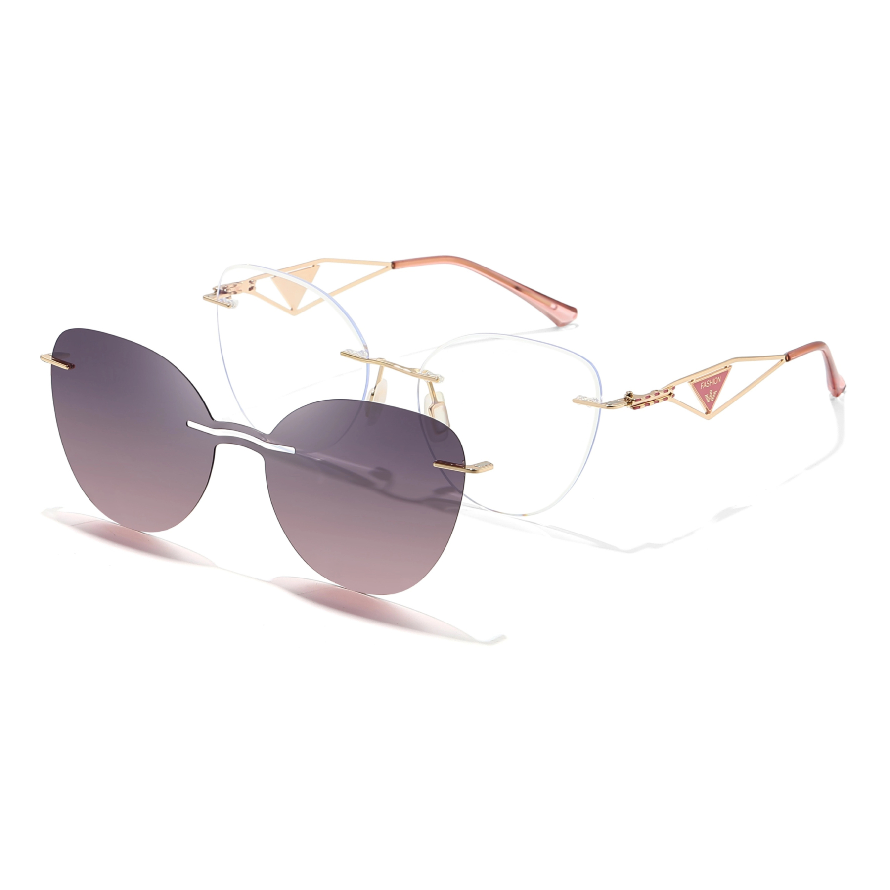 Adalia-Rimless prescription optical glasses for women with magnetic polarizing lens set-7211