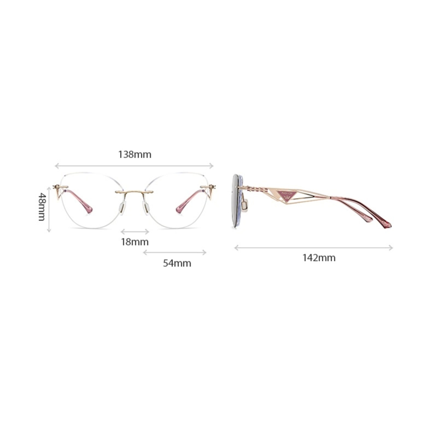 Adalia-Rimless prescription optical glasses for women with magnetic polarizing lens set-7211