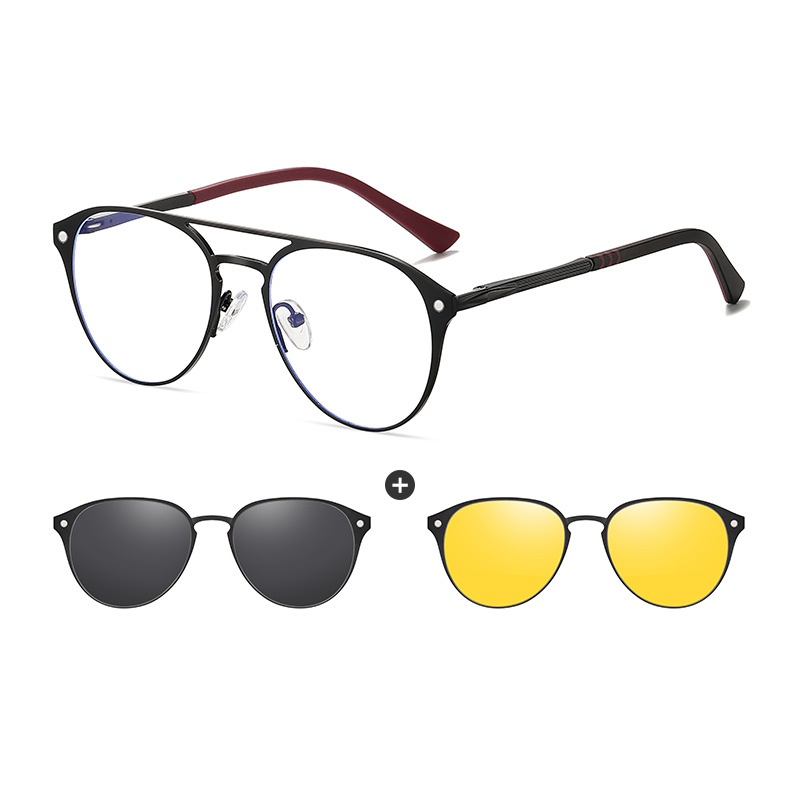 Jarek-Aviator fullrim polarized magnetic prescription glasses includes night vision lenses