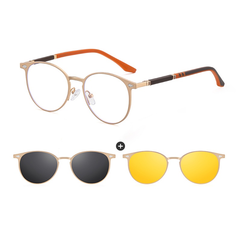 Jared-Oval fullrim polarized magnetic prescription glasses includes night vision lenses