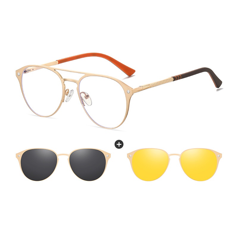 Jarek-Aviator fullrim polarized magnetic prescription glasses includes night vision lenses