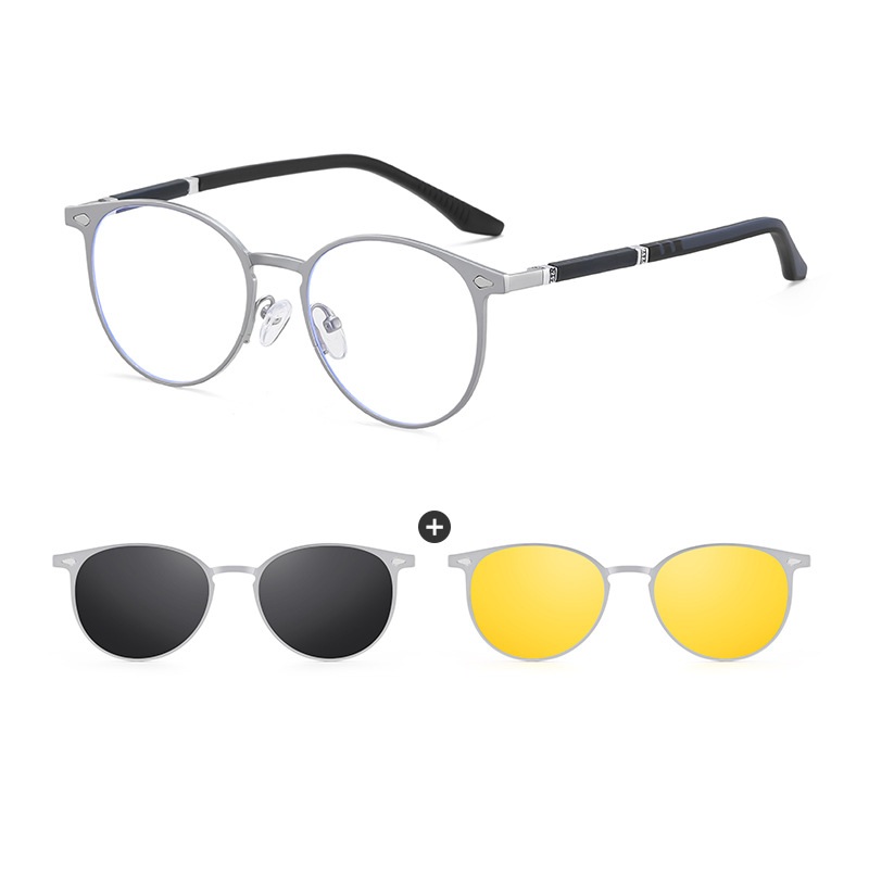 Jared-Oval fullrim polarized magnetic prescription glasses includes night vision lenses