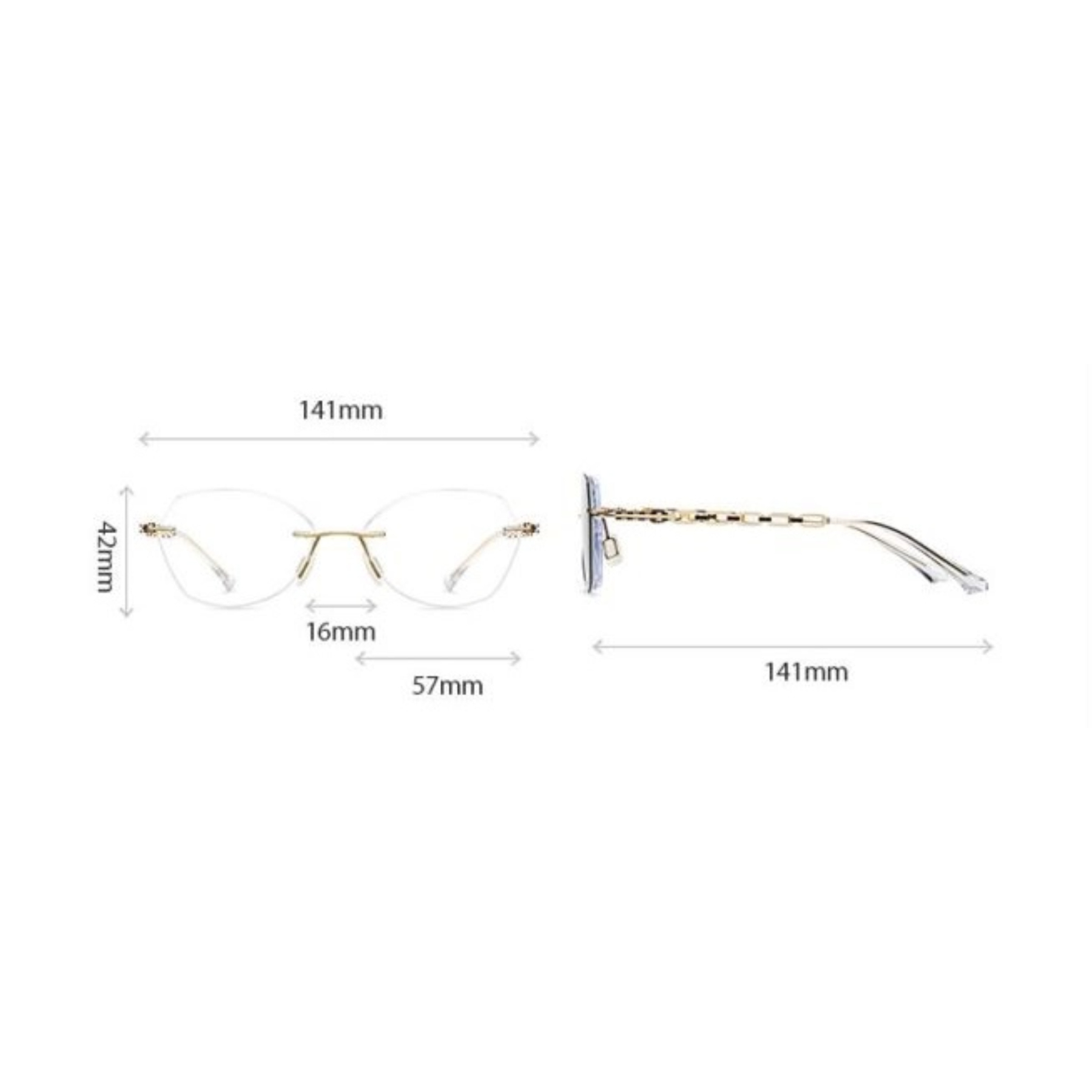 Abina-Rimless prescription optical glasses for women with magnetic polarizing lens set-7212