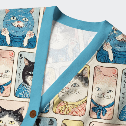 Tokyo-Tiger Many Cats Are Watching You Ugly Cardigan Sweater