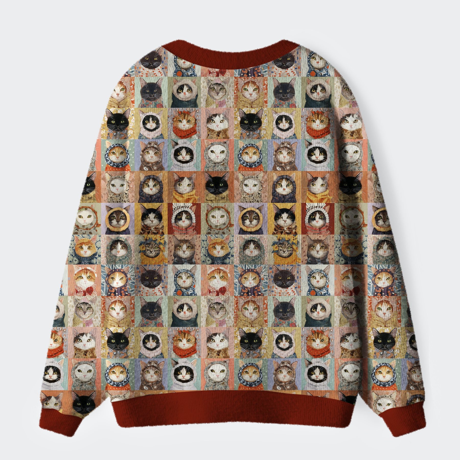 Tokyo-Tiger Kitty Quilt Ugly Cardigan Sweater