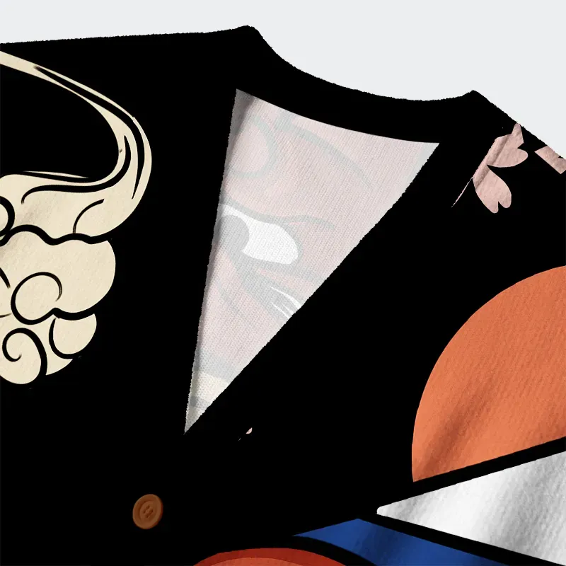 Tokyo-Tiger Traditional Japanese Elements Ugly Cardigan Sweater