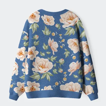 Tokyo-Tiger Flowers In The Waves Ugly Cardigan Sweater
