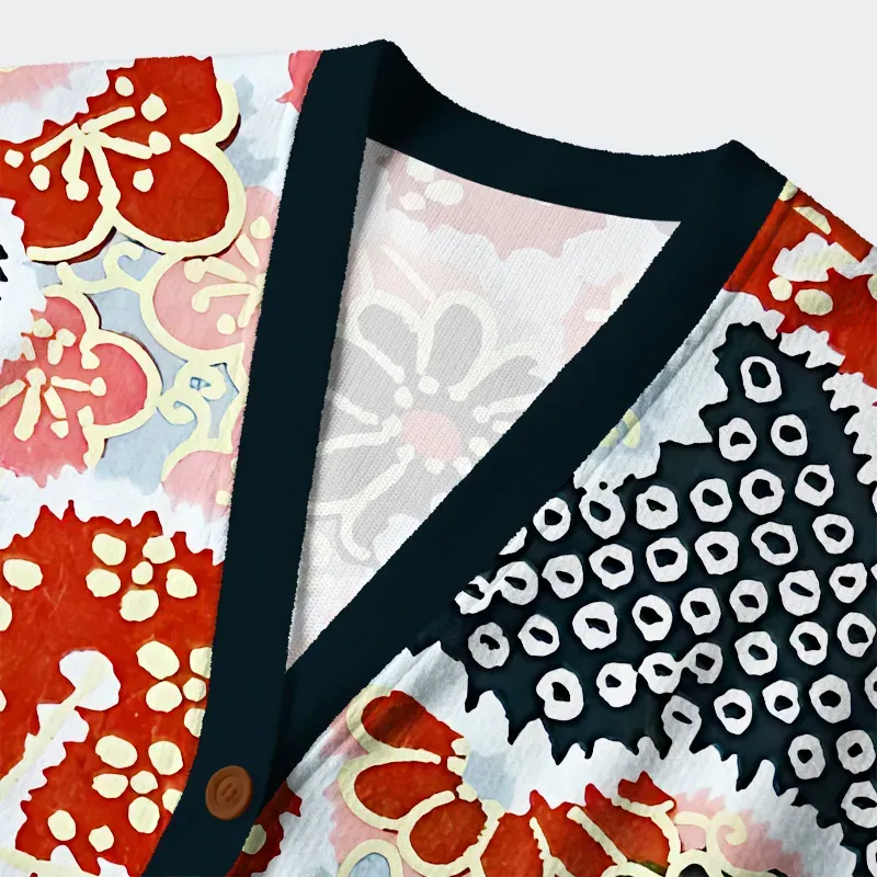 Tokyo-Tiger Floral Symphony Ugly Cardigan Sweater