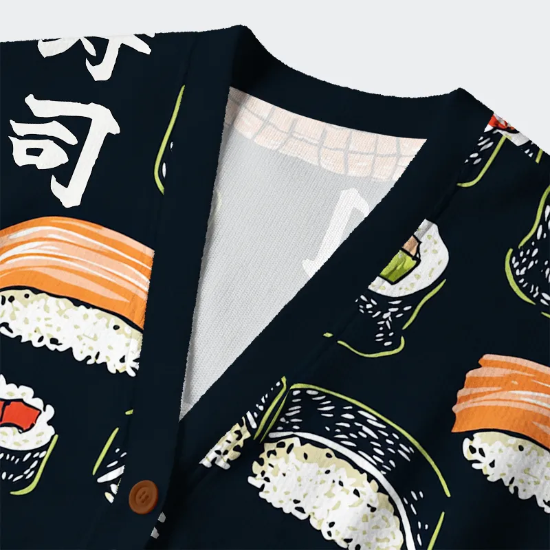 Tokyo-Tiger Delicious Sushi Ugly Cardigan Sweater