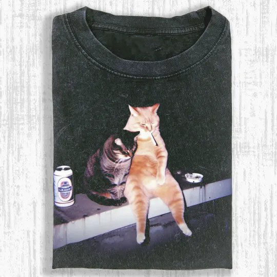 Smoking Cat Graphic T-Shirt