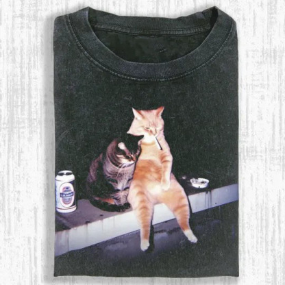 Smoking Cat Graphic T-Shirt