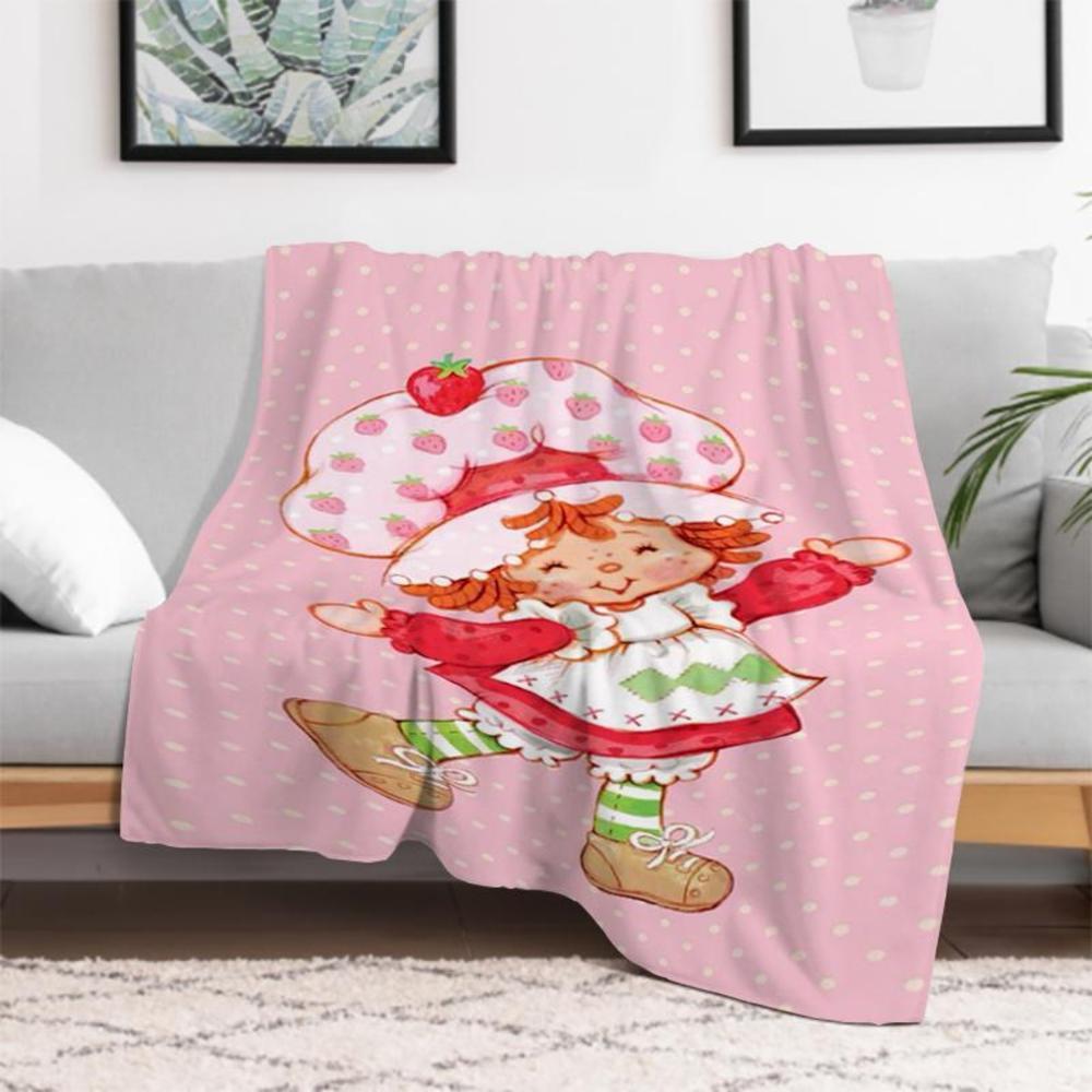 Soft Funny Throw Blanket S-Strawberry Pink Shortcake Throw Camping Cha