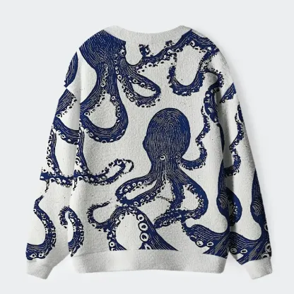 Tokyo-Tiger Ocean Octopus Ugly Cardigan Sweater