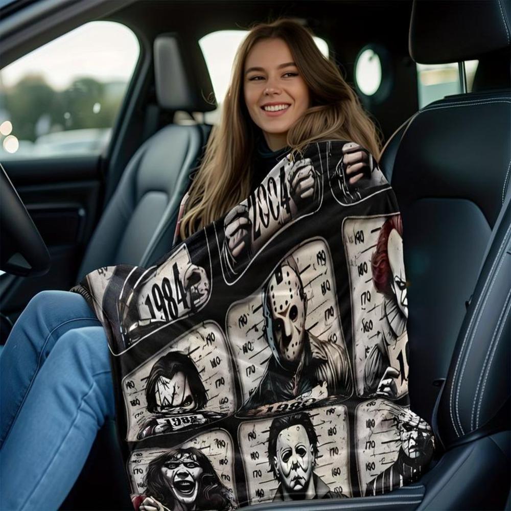 Soft Funny Throw Blanket Horror Movie Is And Cozy,Perfect For Home Office Or Picnic Decoration For Halloween