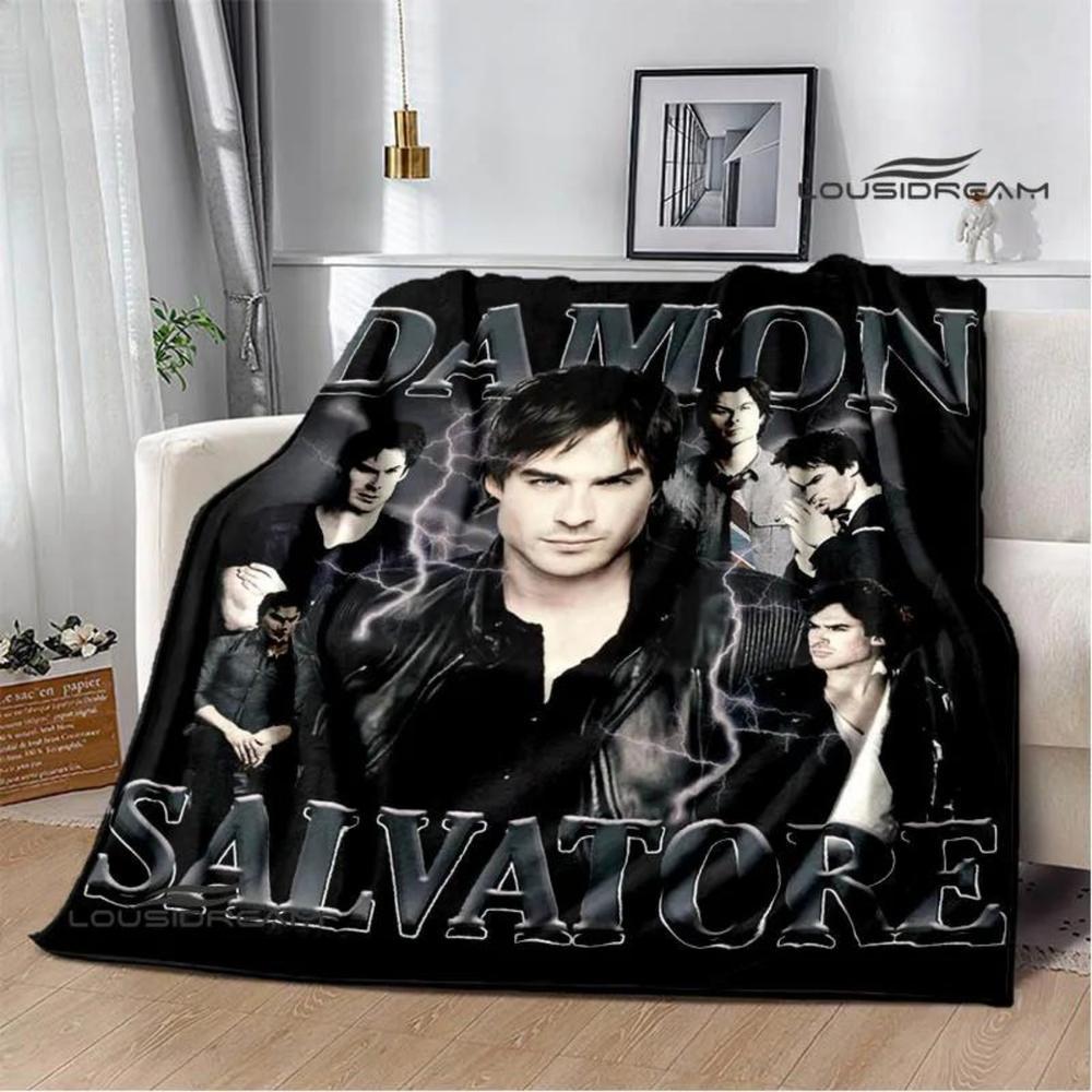 Soft Funny Throw Blanket The Vampire Diaries Damon Salvatore Printed Blanket Warm Flannel Blankets And Comfortable Blanket Bed Linings Birthday Gift