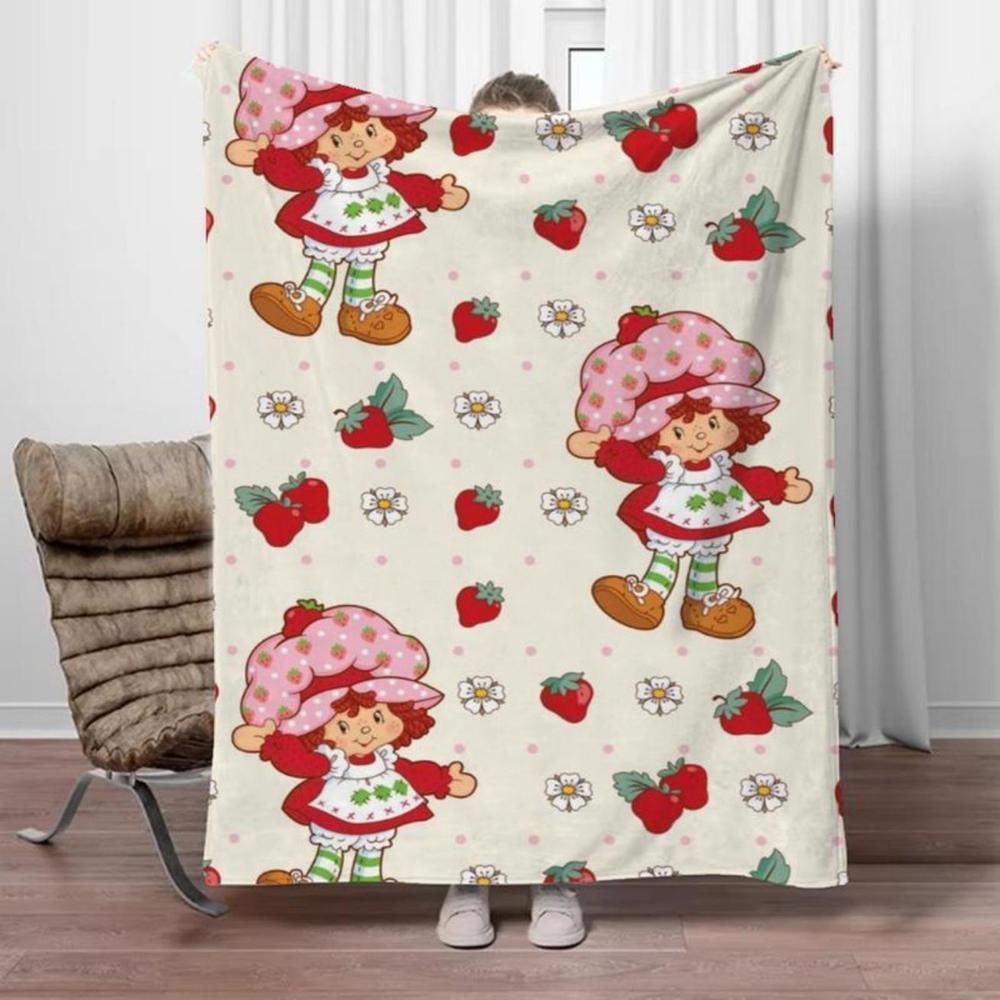 Soft Funny Throw Blanket Strawberry Shortcake Microfiber Blanket King Size Designer For Sofa Luxury Home Interior Blankets For Adults Knee