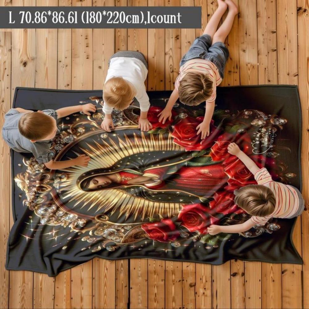 Soft Funny Throw Blanket Virgin Mary Pattern Blanket,Warm,Air-Conditioned Room Warm Nap Blanket For Home Office Travel Day Gift