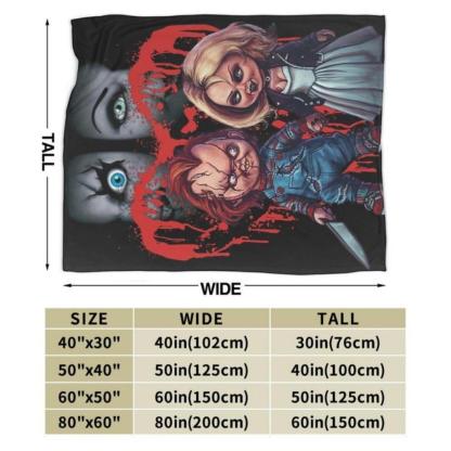 Soft Funny Throw Blanket Horror Movie Blanket Chucky Halloween Fleece Blanket Super Cozy Warm Fleece Fluffy Plush Lightweight Bedding Quilts For All Season Bed Sofa Couch
