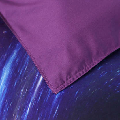 3D Purple Galaxy Printed Bedding Set, 4-Piece Black Hole Galaxy Duvet Cover Set with Flat Sheet 2 Pillowcases