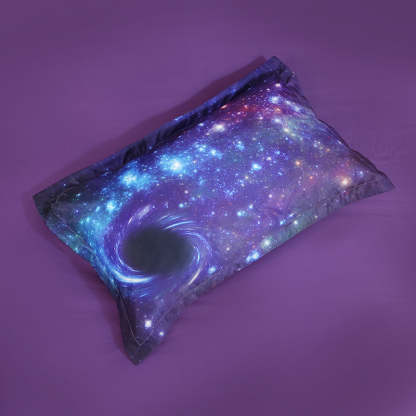 3D Purple Galaxy Printed Bedding Set, 4-Piece Black Hole Galaxy Duvet Cover Set with Flat Sheet 2 Pillowcases