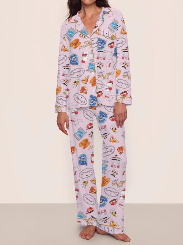 Autumn Winter Women's Pajamas Set, Gilmore Girls Comfortable Sleepwear, Cute Elegant Long Sleeve Pants Two-Piece