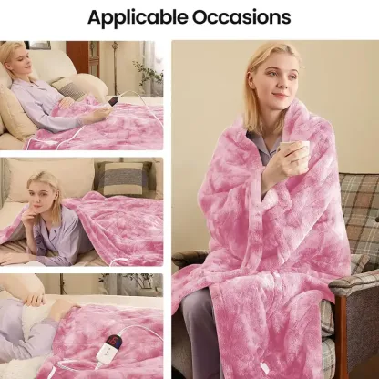 Print-aura® Electric Heated Blanket – 6 Heat Settings, Flannel Sherpa, Machine Washable, Auto-Off, Cozy Full-Body Warmth for Winter