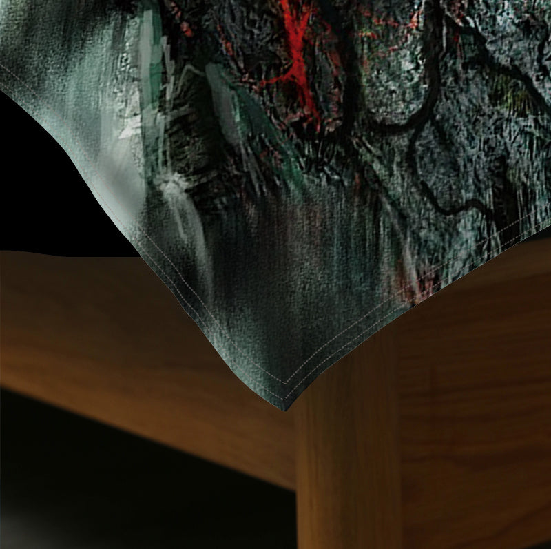 Fire Dragon Spouting Fire Print 4-Piece Duvet Cover Set with Flat Sheet 2 Pillowcases